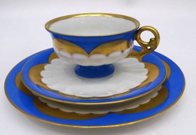 Auktion 347<br>Sammelgedeck, blau/weiss/gold 