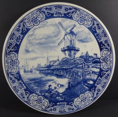 Auktion 318 / Los 2059 <br>grosser Wandteller "Delfts blauw", D-39cm