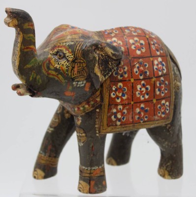 Auktion 347<br>kl. Holz-Elefant, wohl Indien, Holz bemalt, älter, H-15cm. [1]