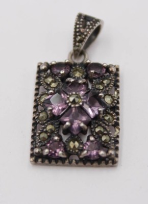 Auktion 348<br>schöner 925er Silber-Anhänger, Amethyste u. Markasiten, ca. 4,4gr., L-3cm [1]