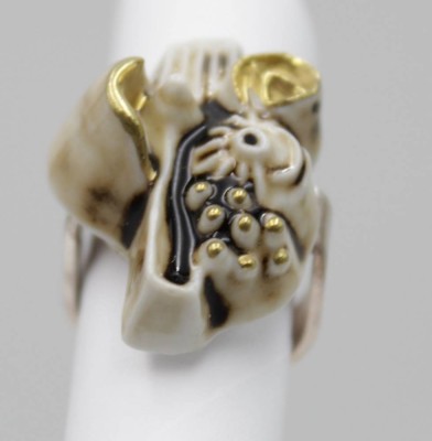 Auktion <br>Ring, 925er Silber, Ringkopf Porzellan, Royal Copenhagen, RG 53 [1]