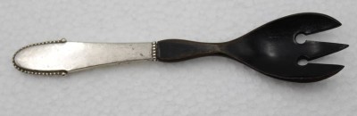 Auktion <br>Salatgabel, Georg Jensen, 830er Silbergriff, Horn, L-16cm [1]
