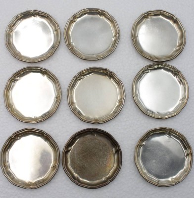 Auktion <br>9x kl. Untersetzer, 925er Silber, 187gr., je D-7cm [1]