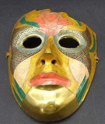 Auktion <br>1 venezianische Maske, Messing emailliert, 16x12 cm [1]