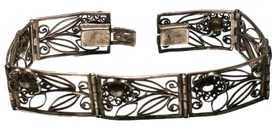 Auktion 348<br>filigranes Jugendstil-Armband, Silber-835-, L-8 cm, 15,1 gr. [1]