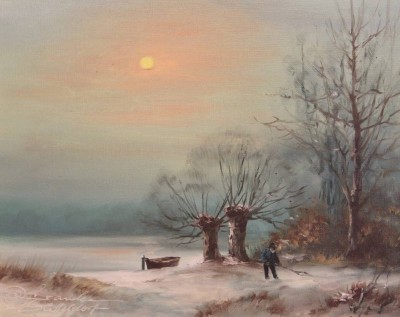 Auktion <br>Rudolf Otto FRANKE (1926-1992), Winterlandschaft, Öl/Leinwand, gerahmt, RG 40 x 46cm [1]