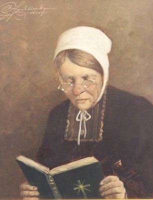 Auktion 369<br>Rudolf Otto FRANKE (1926-1992), Leserin, Öl/Leinwand, anbei Zertifikat, RG 40 x 34cm [1]