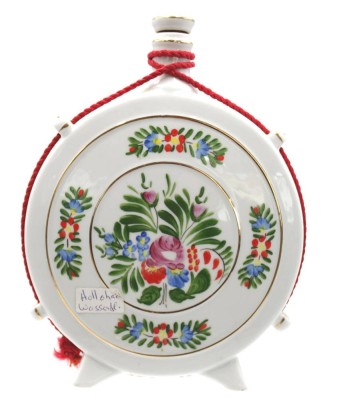 Auktion 358<br>Feldflasche mit floraler Bemalung, Hollohaza, Ungarn, ca. H-19,5cm [1]