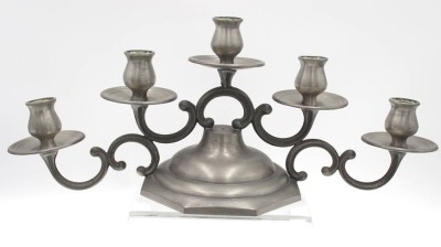 Auktion <br>5flammiger Leuchter, Gilde -Zinn, H-15cm B-38cm [1]