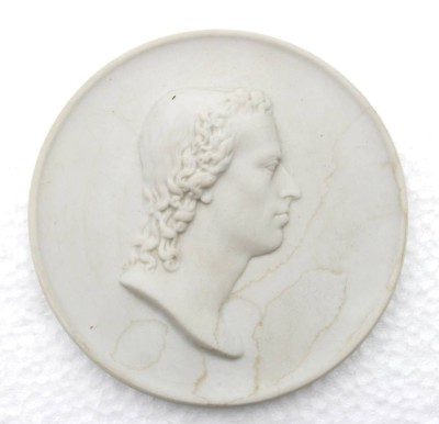 Auktion <br>runde Meissen-Plakette, Friedrich Schiller, D-10cm [1]