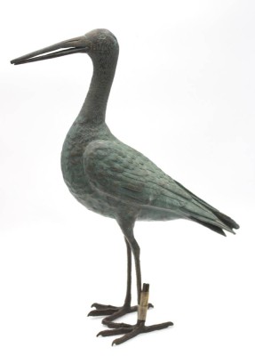 Auktion <br>Bronze-Reiher, unsigniert, älter, ca. H-38cm. [1]