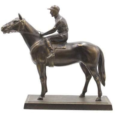Auktion <br>Zinkguss-Figur bronziert, Reiter, gemarkt 