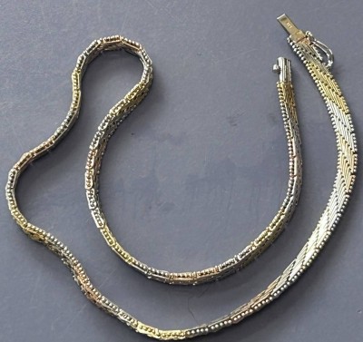 Auktion <br>lange breite Silber-835- bicolor Halsband, L-42 cm, B-0,5 cm, 26,7 gr. [1]