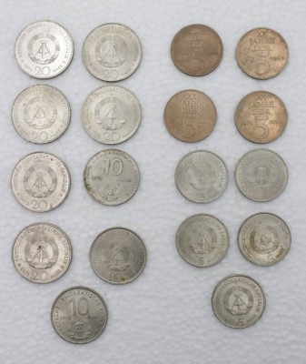 Auktion <br>18x div. Münzen, DDR, 5 u. 10 Markstücke [1]