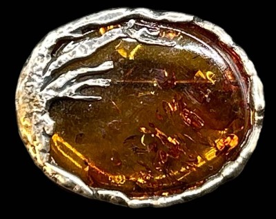 Auktion 348<br>Brosche, Silber-835- mit Bernsteinplatte, ca. 4x3 cm [1]