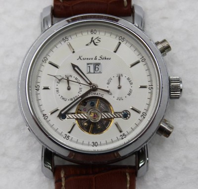 Auktion 348<br>Herren-Armbanduhr, Kronen & Söhne, Automatikwerk läuft nur kurz an (5-10sec), D- 4,5cm [1]