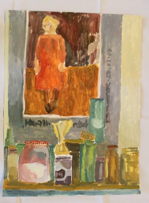 Auktion 348<br>unsignierte Naive Malerei, Öl/Papier, ungerahmt, BG 60 x 45cm [1]