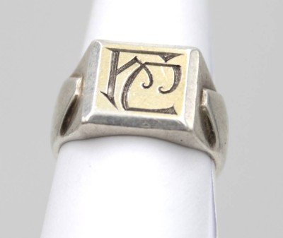 Auktion <br>Herren-Ring, Silber (gepr.), älter, Monogramm 