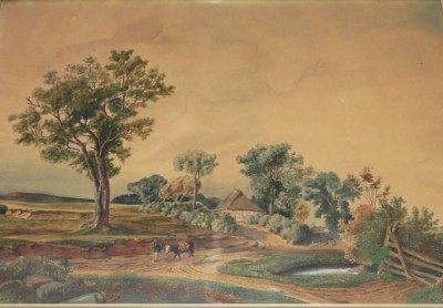 Auktion <br>Hellberg, 1918, einsame Landstrasse, Aquarell, ger/Glas, RG 44 x 62 cm [1]