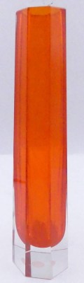 Auktion 348<br>Somerso Murano Vase, orange/klar, facettiert, H-20,5 cm [1]