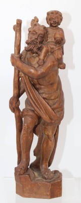 Auktion 348<br>Holzfigur, Hlg. Christopherus, H-31cm [1]