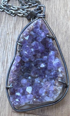 Auktion 348<br>gr. Silberanhänger -900- mit Roh-Amethyst an Kette, [1]