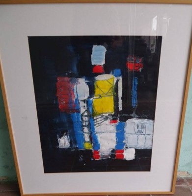 Auktion 348<br>Stephan Nicolai (1970), ohne Titel, Acryl auf Papier, ger/Glas, RG 82x72 cm [1]