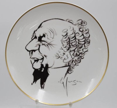 Auktion <br>Portrait-Teller, KPM Berlin, Walter Scheel, verso DKLB, D-24cm. [1]