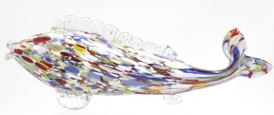 Auktion <br>Kunstglas-Fisch, farbige Einschmelzungen, ca. H-10cm L-30cm [1]