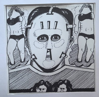 Auktion <br>anonyme gr. Portrait Radierung, anbei Zettel 