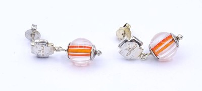 Auktion 349<br>Paar Silber Ohrstecker mit Glaskugeln, bez, 