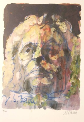 Auktion 356<br>Armin MUELLER-STAHL (1930), Bach, Farboffsetlithographie, ger. /Glas, Nr. 70/180,  RG 50,8 x 35,5cm [1]