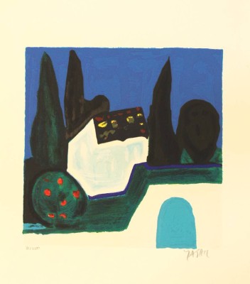 Auktion 356<br>Amos YASKIL (1935), Garten Gethsemane, Farbserigraphie, Nr. 71/250, ungerahmt, anbei Zertifikat, BG 39,5 x 35cm [1]