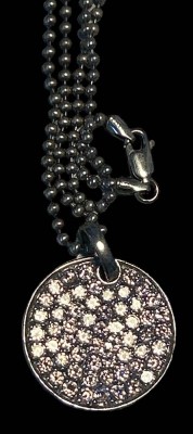 Auktion 371<br>Silber-Halskette mit runden Anhänger-835-, rosa Steine, L-42 cm, D-2,5 cm, 12,2 gr, [1]