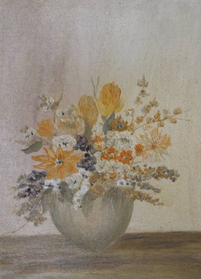 Auktion 362<br>unsigniert, Blumen in Vase, Öl/Hartfaser, gerahmt, RG 48,5 x 38,5cm [1]