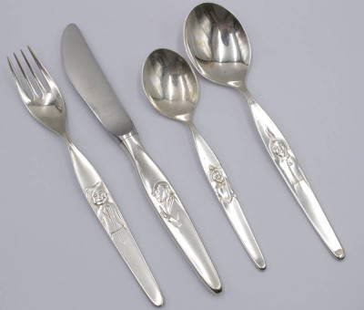 Auktion 349<br>4tlg Kinderbesteck, WMF, 90er Auflage, Max & Moritz, Messer L-18cm [1]