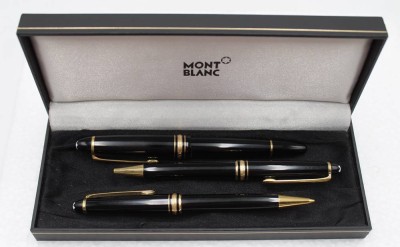 Auktion 349<br>Mont Blanc Set in Kasten, Meisterstück Füller und 1x Kugelschreiber 1x Bleistifhalter, , Füller Nr VV1137787, orig. Goldfeder-585-, alles gut erhalten [1]