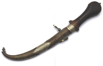 Auktion 349<br>orientalischer Krummdolch, Marokko, Büffelhorngriff, ca. L-42cm [1]