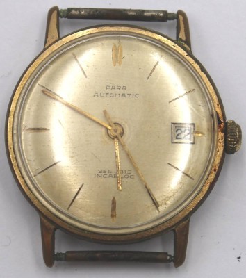 Auktion 349<br>Armbanduhr, Para Automatic, Werk läuft, ohne Band, starke Gebrauchsspuren, ca. D-3,3cm [1]