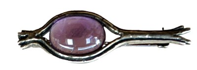 Auktion 350<br>Silberbrosche-925- mit lila Stein, 4,3x1,3 cm, 6,8 gr [1]