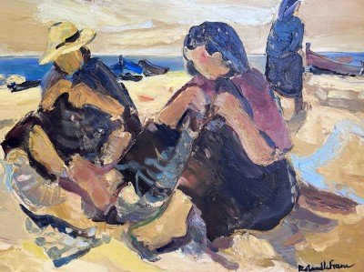 Auktion 350<br>Roland LEFRANC (1931-2000), 1978, Strandszene, Öl/Leinen, verso betitelt 