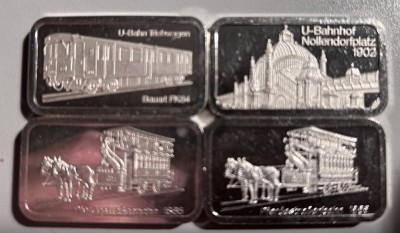 Auktion <br>4x 50 gr. Silberbarren-999-, Degussa, Schweizer Verkehrsmittel [1]