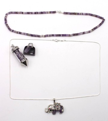 Auktion 350<br>Amethyst-Schmuck-Konvolut, 1x Silberkette, 3 Anhänger und Amethystkette [1]