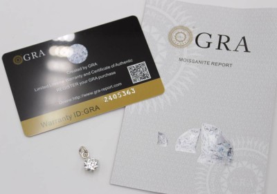 Auktion 350<br>925er Silber-Anänger , mit einem 2 ct Moissanite, L-1,5cm, anbei Zertfikat [1]