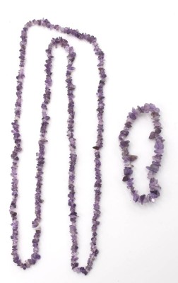 Auktion 350<br>Halskette und Armband, Amethyst-Splitter, endlos gearbeitet [1]
