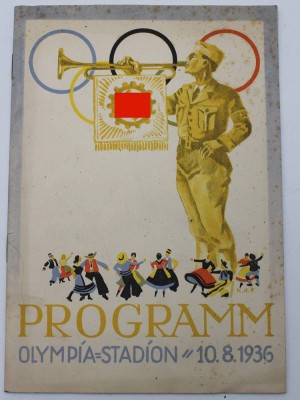 Auktion 350<br>Programmheft Olympia-Stadion 10.8.1936, mehrsprachig, Altersspuren [1]