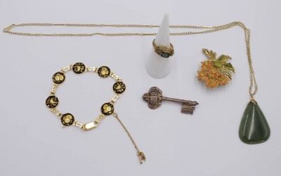 Auktion 350<br>5x div. Modeschmuck, Ring gemarkt 