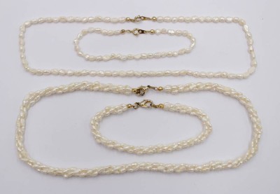 Auktion 350<br>2x Sets, SW-Perlen, je Kette und Armbnd, ca. L-41cm u. 18cm [1]