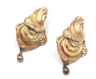 Auktion 350<br>Schaumgold-Ohrhänger, 19. Jhd., L-4cm [1]