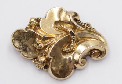 Auktion 350<br>Schaumgold-Brosche, 19. Jhd., leicht beschädigt, 4,8 x 3,5cm [1]